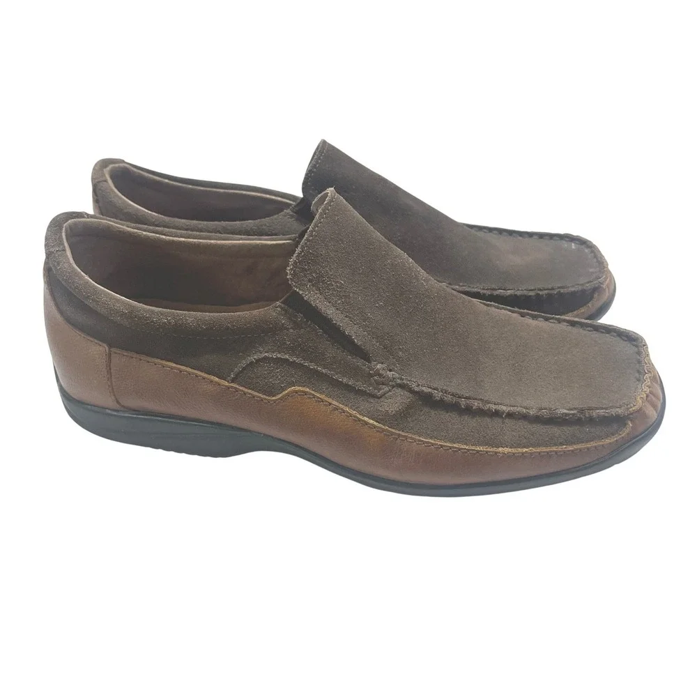 Bostonian Leather & Suede Slip On Moc Toe Loafers Driving Shoes 10 1/2 M Men's